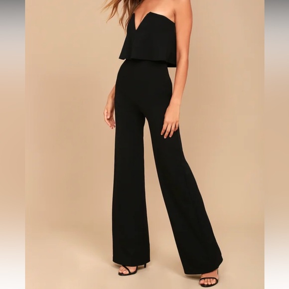 Black Lulus Strapless Jumpsuit - Picture 3 of 9